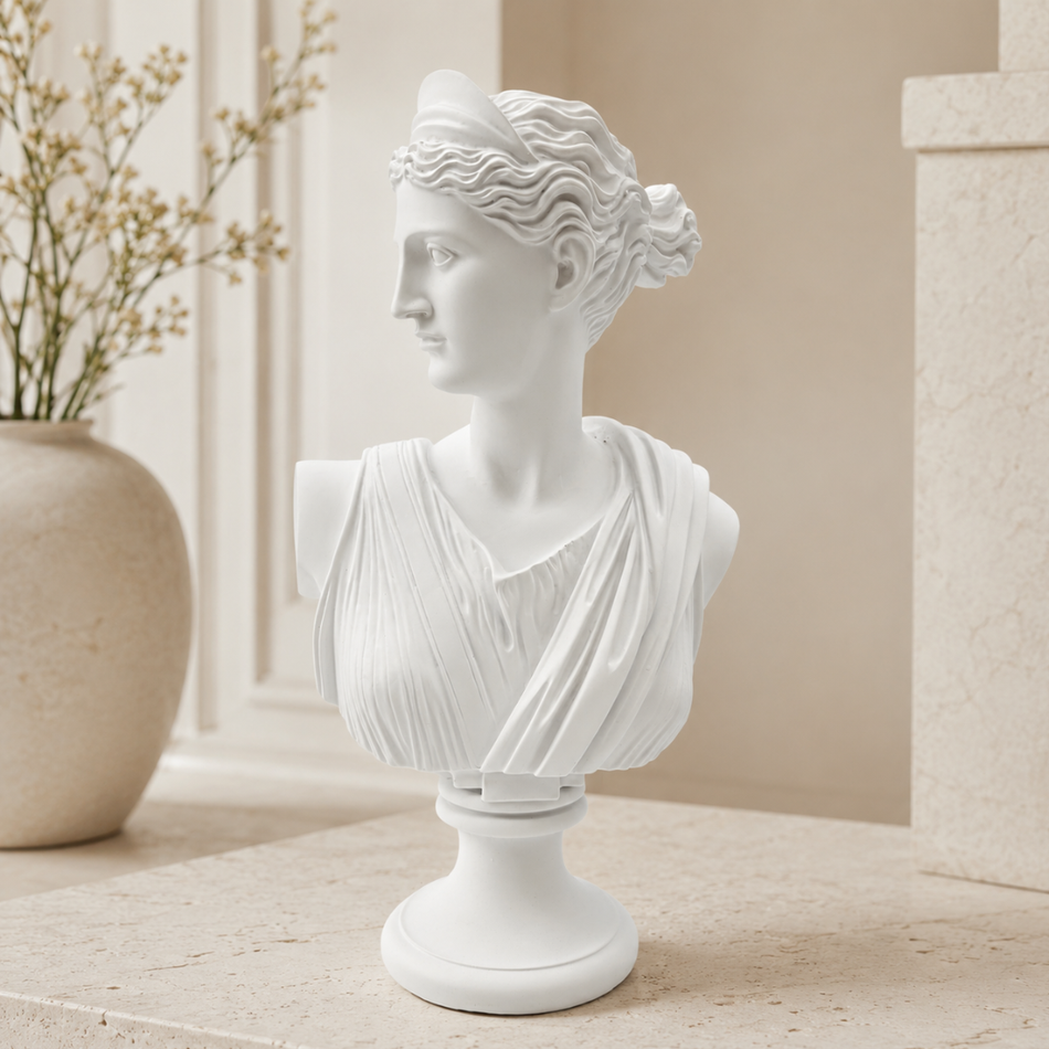 White Diana Bust 51cm – Roman Goddess Statue