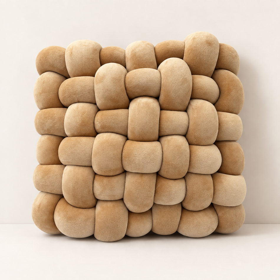 Woven Knot Decorative Pillow 32 x 32cm Camel