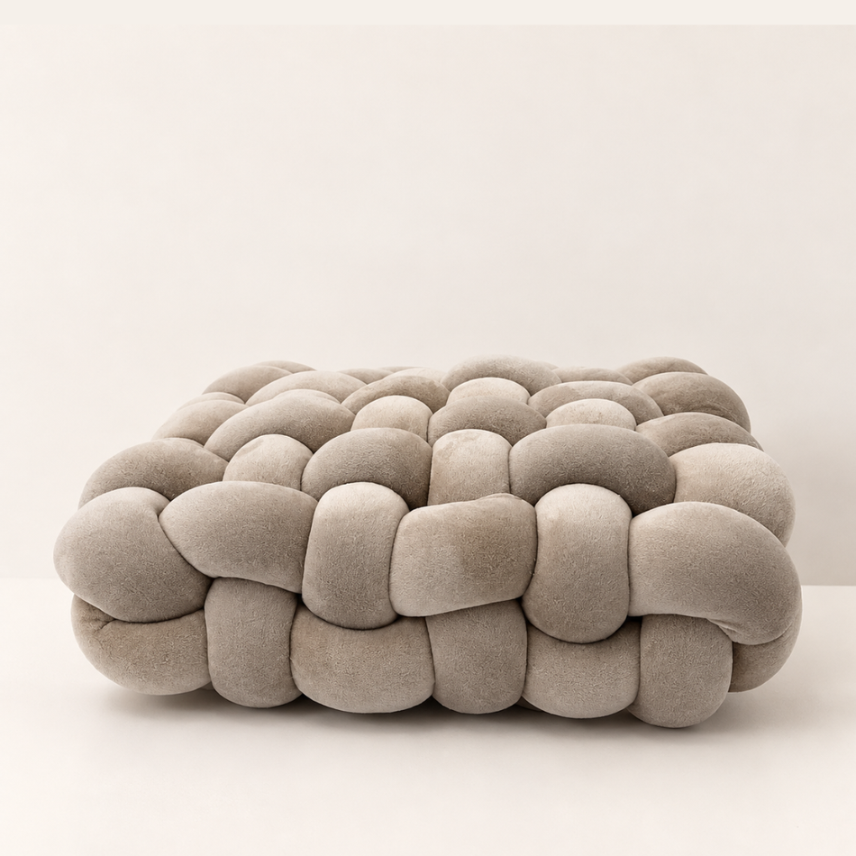 Woven Knot Decorative Pillow 32 x 32cm Taupe